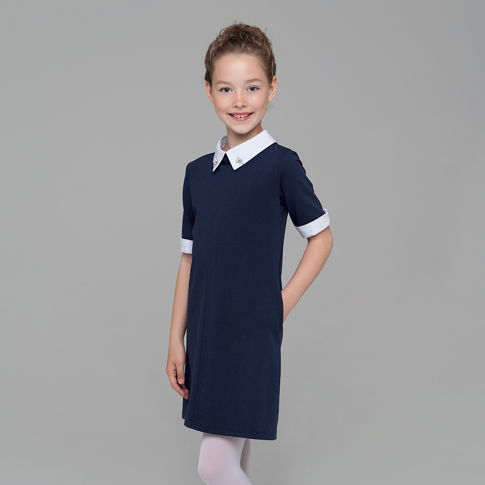 Платье школьное с коротким рукавом 370Q-5